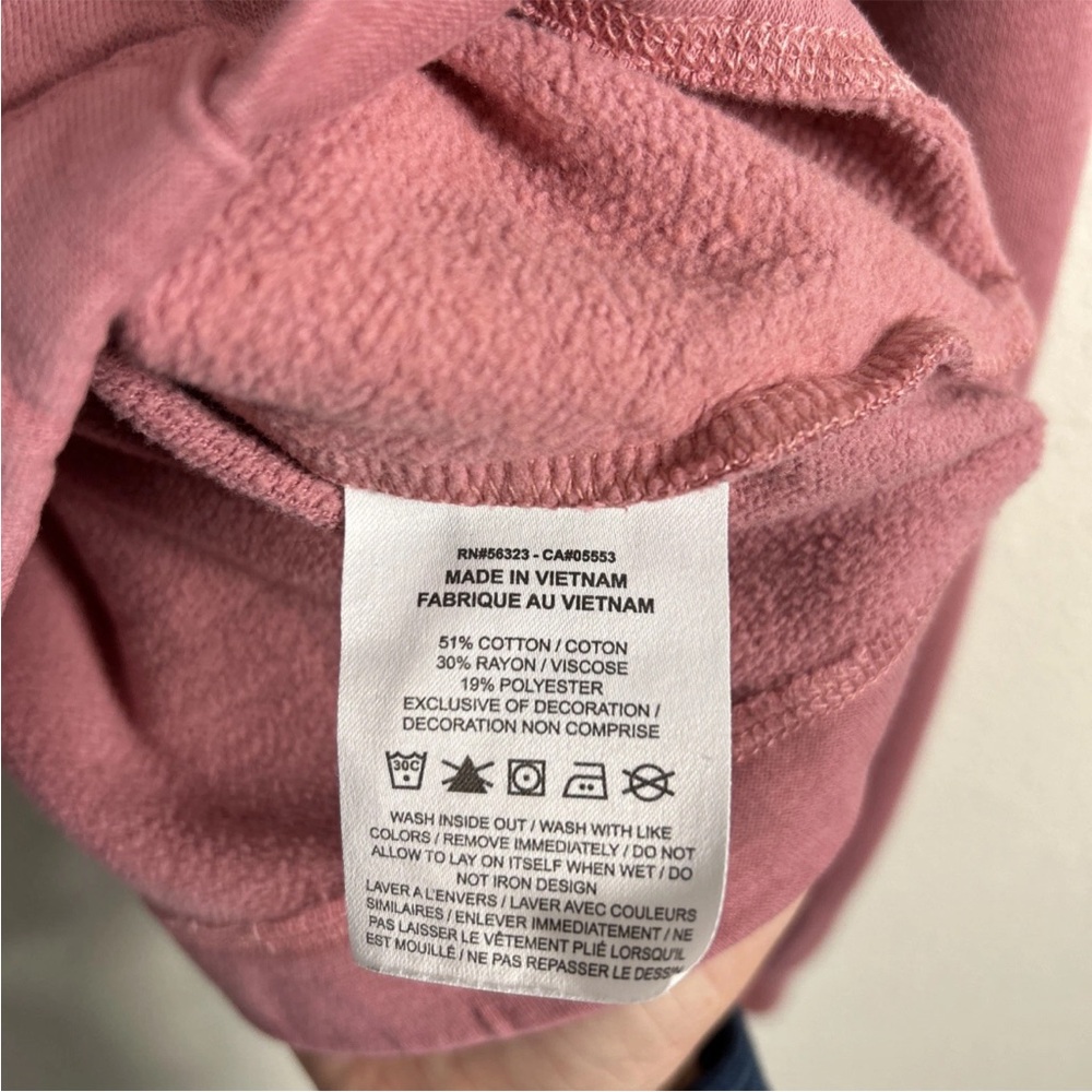 Nike Hoodie Womens Lg Pink Fleece Center Textured Swoosh Logo Slightly Cropped - Picture 9 of 9